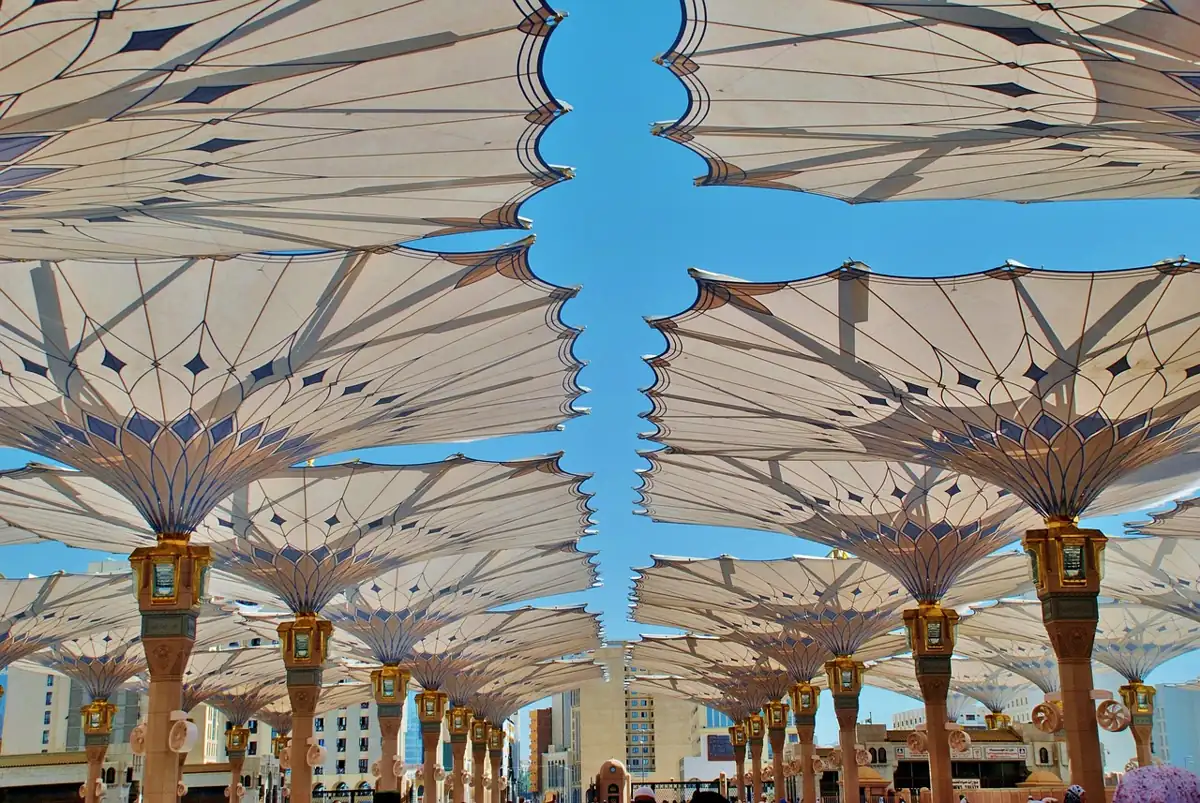 The courtyard umbrellas of Masjid an-Nabawi, Madinah